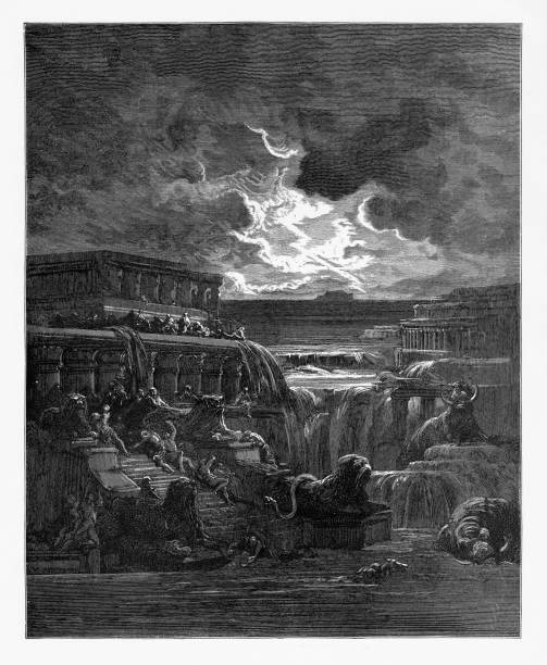 istock All dwellings else flood overwhelmed and them with all their pomp Victorian Engraving, 1885 824302848