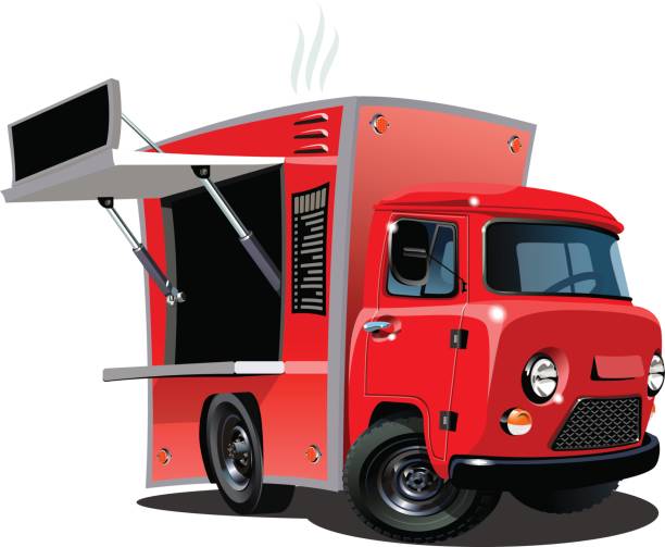 istock Cartoon retro food truck 824302940