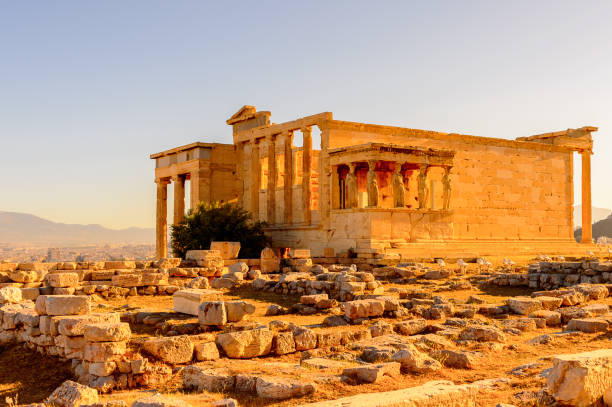 erechtheion oder erechtheion, eines griechischen tempels athena und poseidon gewidmet. akropolis von athen. unesco-welt-hetiage website. - 16377 stock-fotos und bilder