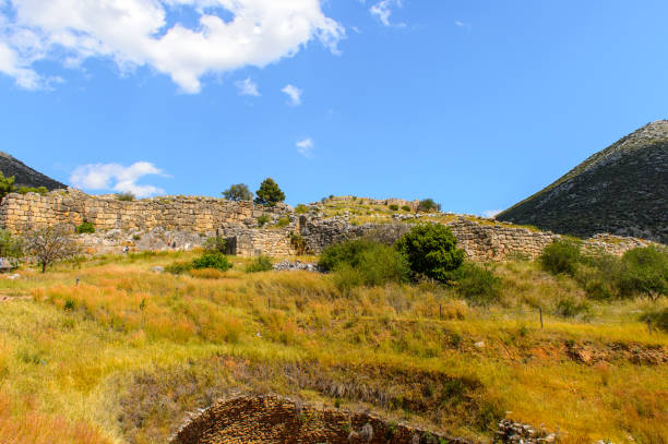 mycenae, center of greek civilization, peloponnese, greece. mycenae is a famous archaeological site in greece. unesco world heritage site - 16207 imagens e fotografias de stock