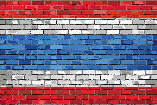Flag of Thailand on a brick wall - Illustration, 


