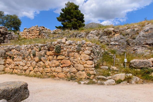 미케네, 그리스 문명, 펠로폰네소스 반도, 그리스의 센터 미케네는 그리스에서 유명한 고고학 사이트입니다. 유네스코 세계 유산 사이트 - 15918 뉴스 사진 이미지