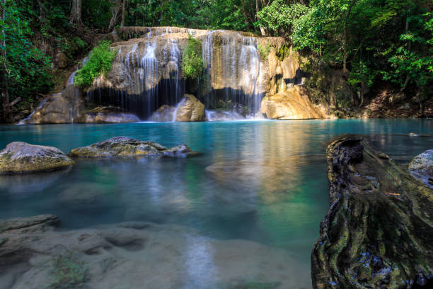 에라완폭포 in 깐짜나부리, 태국 - tropical rainforest thailand root waterfall 뉴스 사진 이미지