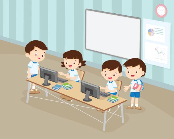 Computer Classroom Graphics 210+ Student Typing Classroom Stock Illustrations, Royalty-Free Vector ...