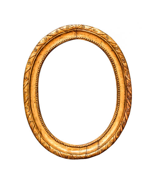 istock Round antique gold picture frame 824324568