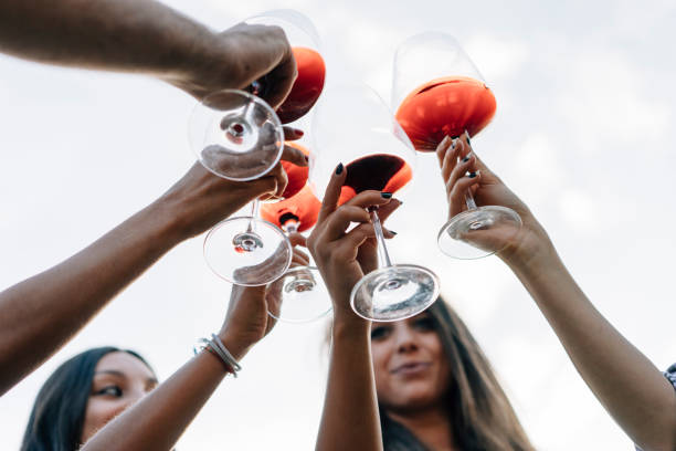 istock Friends toasting together with red wine 824344618