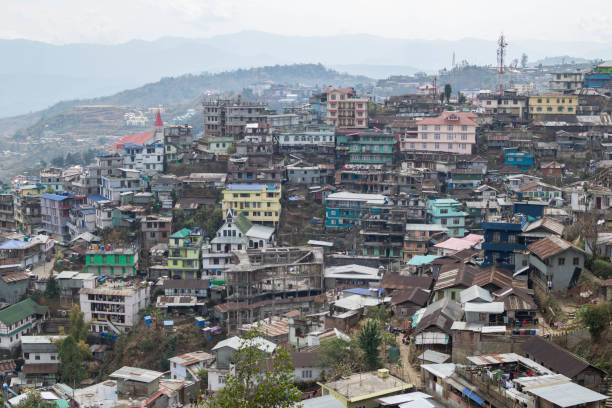 istock Kohima townscape on hills, India 824356148