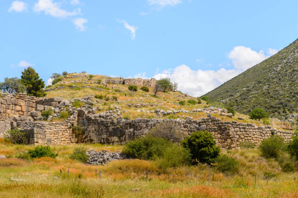 micenas, centro da civilização grega, peloponeso, grécia. mycenae é um famoso sítio arqueológico na grécia. património mundial da unesco - 15855 - fotografias e filmes do acervo