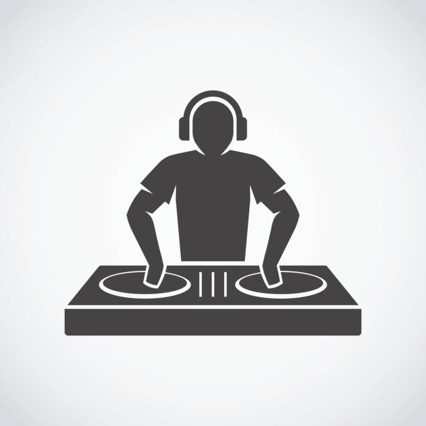 DJ silhouette. Disc jockey icon. DJ silhouette. Disc jockey icon. dj decks stock illustrations