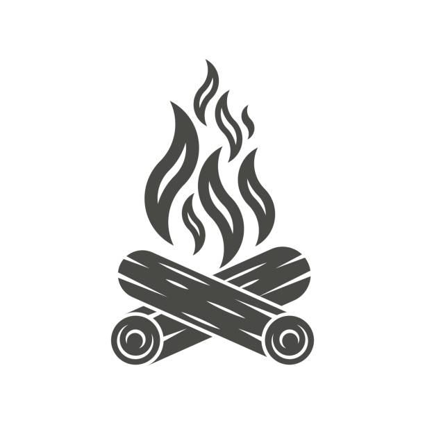Bonfire icon. Campfire icon Bonfire icon. Campfire icon firewood stock illustrations
