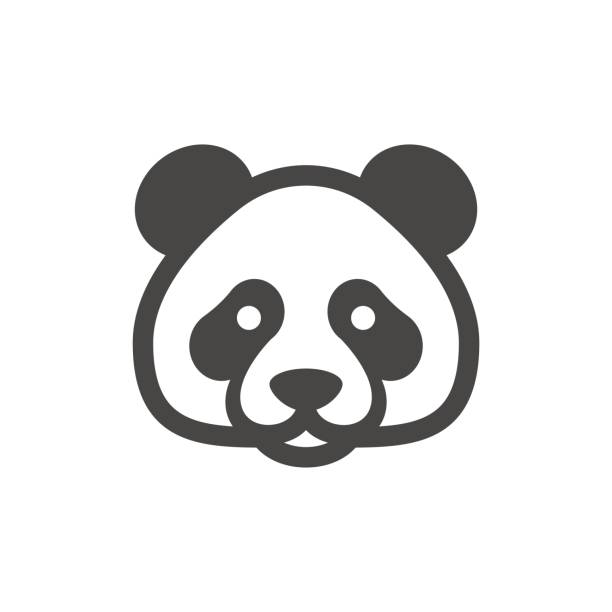 illustrazioni stock, clip art, cartoni animati e icone di tendenza di icona panda. icona dell'orso di bambù - panda mammifero con zampe