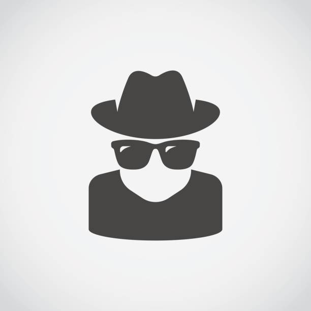значок агента. шпионские солнцезащитные очки. анонимный - подозрительность stock illustrations