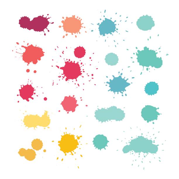 wyraziste rozpryski akwareli, wektor - paint splattered spray ink stock illustrations