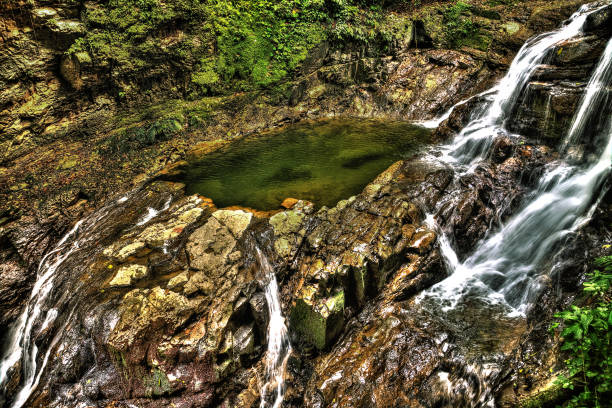 Waterfall in the rainforest of Costa Rica Waterfall in the rainforest of Costa Rica puerto limon stock pictures, royalty-free photos & images