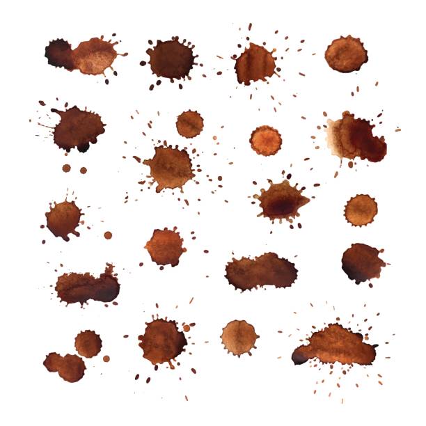 kaffee flecken vektor-set - coffee stain stock-grafiken, -clipart, -cartoons und -symbole