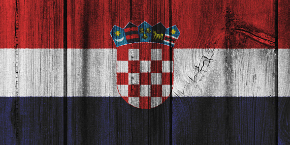 Croatia  flag painted on wooden wall for background.