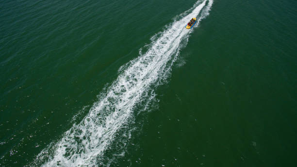 istock Boat in the sea view from above 824397412
