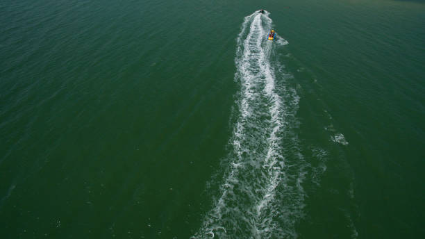 istock Boat in the sea view from above 824399680
