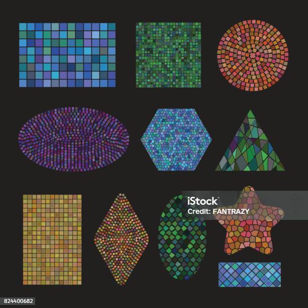 Ceramic Form Graphics Set Golden Mosaic Ceramic Forms Stock Illustration - Download Image Now ...