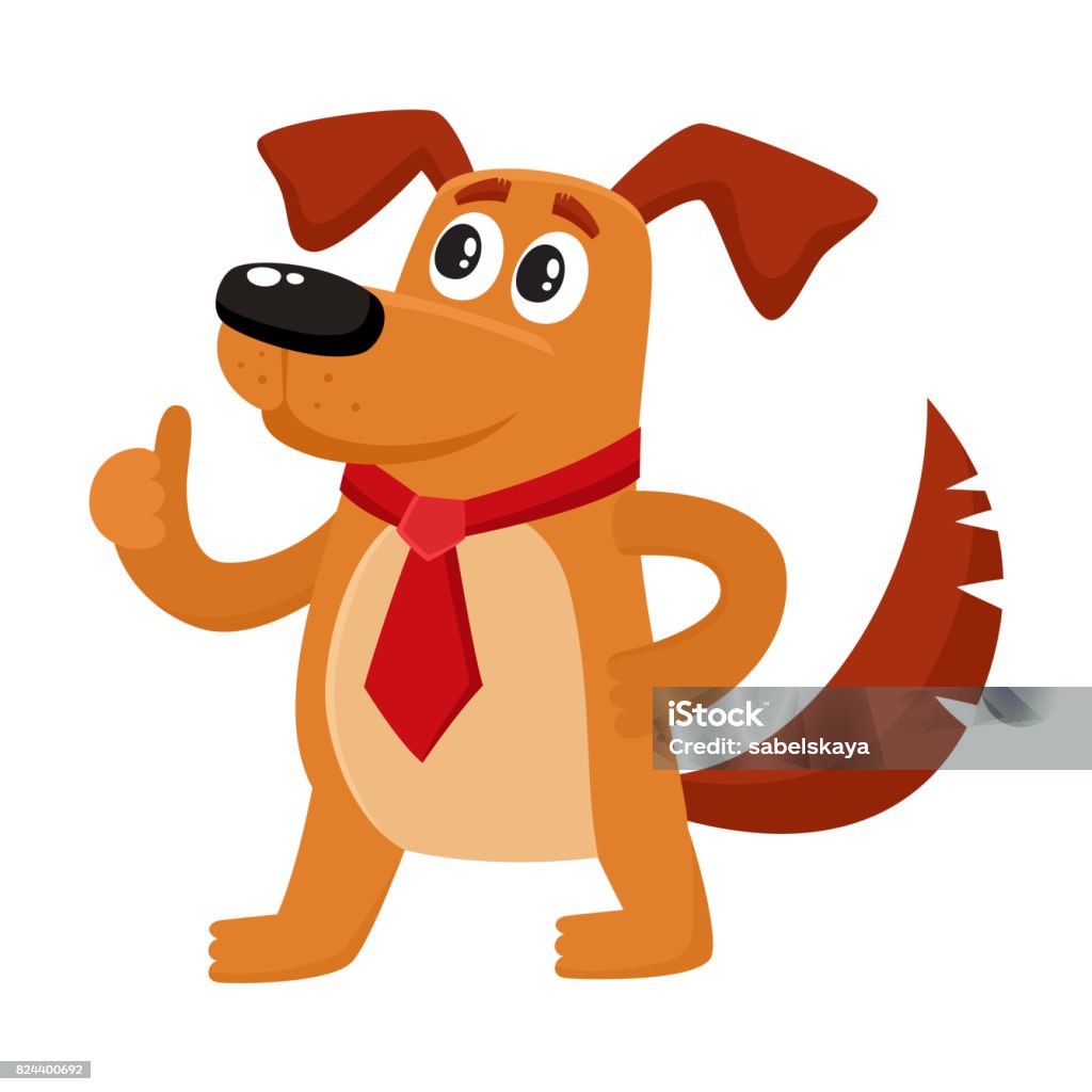 Nhân Vật Chó Hài Hước Trong Cà Vạt Đỏ Hiển Thị Ngón Tay Cái Lên ...