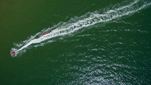 istock Boat in the sea view from above 824400822