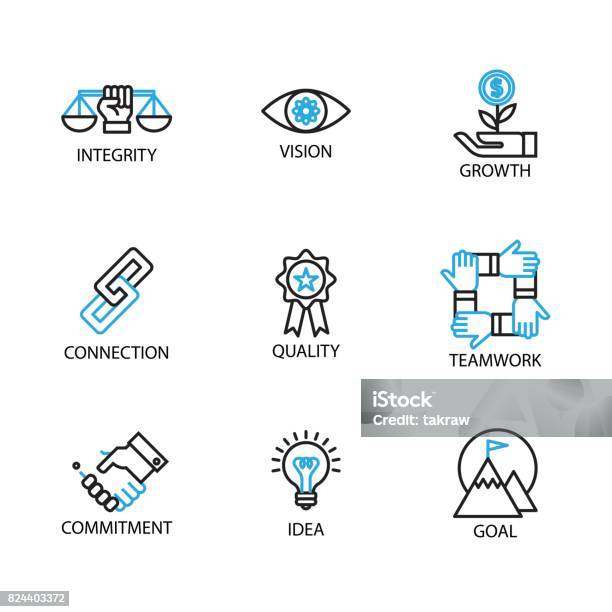 Modern Thin Line Icon And Pictogram Business Core Value Concept Flat Thin Line Designed Vector Illustrator Stock Illustration - Download Image Now