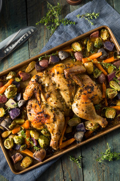 istock Herbed Baked Spatchcock Chicken 824408200