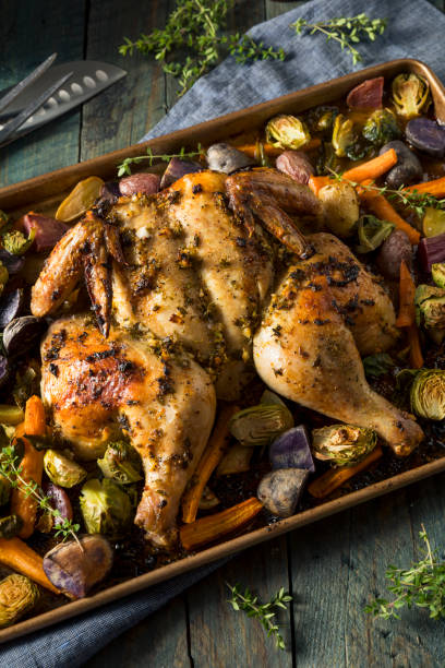 istock Herbed Baked Spatchcock Chicken 824430486