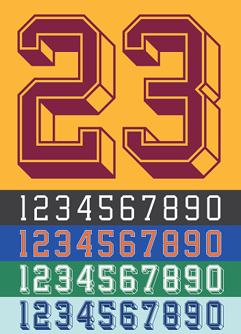 Vector illustration of vintage Jersey font numbers