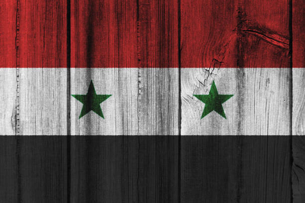 istock Syria flag painted on wooden wall for background 824443060