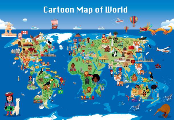 мультфильм карта мира - india map cartoon cartography stock illustrations
