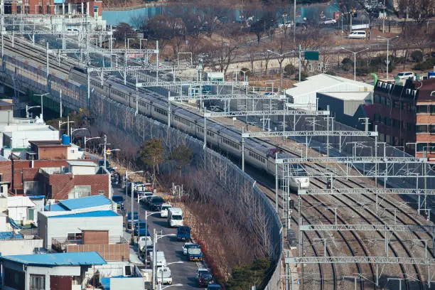 A High Speed Train speeds through South Korea