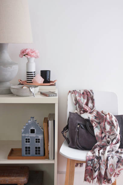 istock Home interiors - Domestic room entryway console table organisation 824563458