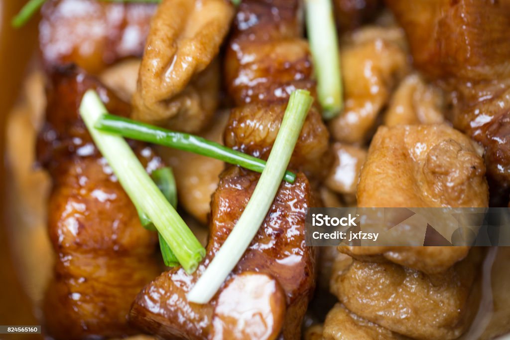 pork meat with fat and skin braised with soy sauce pork meat with fat and skin braised with deep fried tofu Animal Body Part Stock Photo