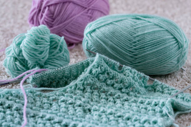 istock Items for knitting with a spokes close-up in different angles. 824565696