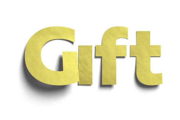istock 3D realistic yellow paper post it notes word gift with soft shadow isolated on white background. 824566104