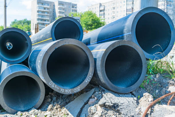 istock Thick-walled water pipes of large diameter PVC 824572306
