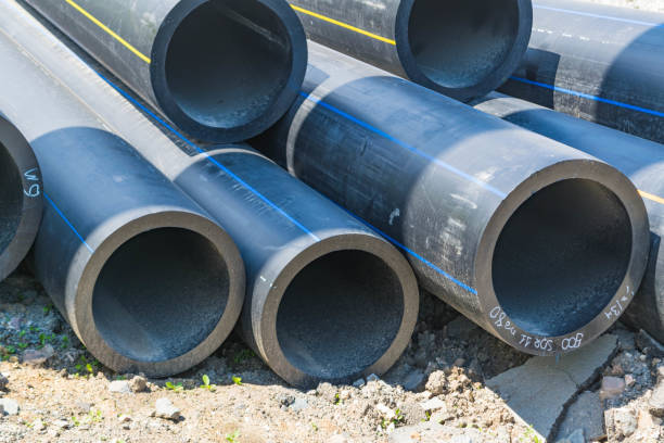 istock Thick-walled water pipes of large diameter PVC 824572322