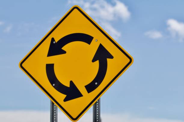 istock Roundabout Sign to the left 824581306