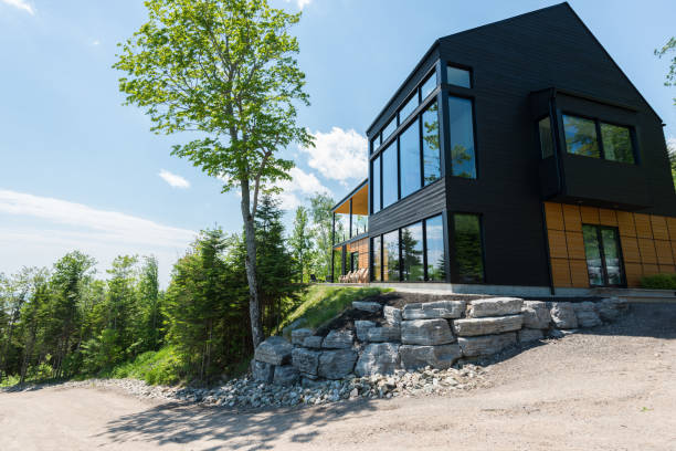 istock Beautiful modern house in the forest. 824581444