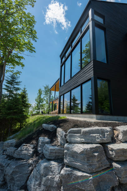 istock Beautiful modern house in the forest. 824582010
