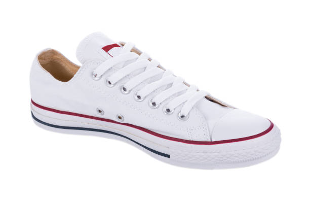 istock Classic white sneakers isolated on white background 824583156
