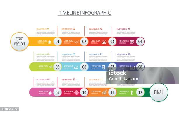Infographic Timeline 1 Year Template Business Concept Arrowsvector Can Be Used For Workflow Layout Diagram Number Step Up Options Web Design Stock Illustration - Download Image Now