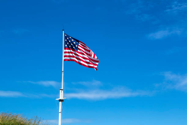 The great garrison flag, a replica of the 1812 flag, flies at Fort McHenry in Baltimore, Maryland.