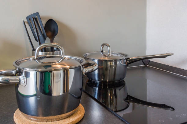 istock Modern kitchen interior. Design concept with new stainless steel appliances. 824588720