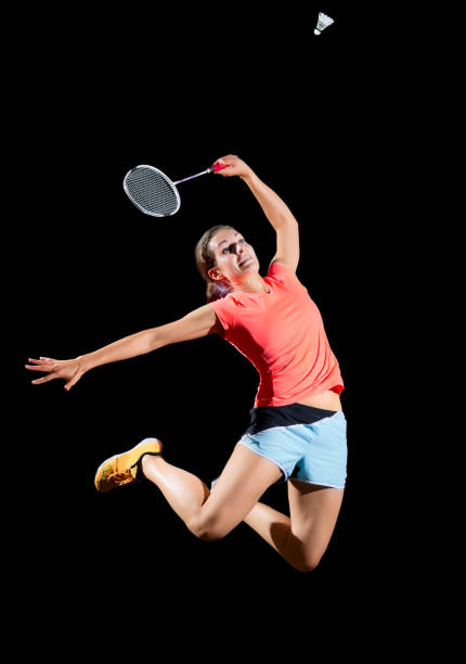 istock Woman badminton player (version with shuttlecock) 824589904