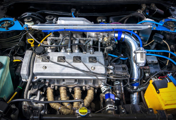 istock Details of new car engine. 824595158