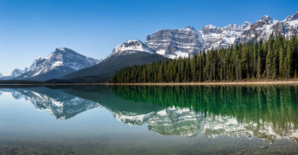 istock PAnoramic View of Mount Patterson, reflected in Lower Waterfowl Lake, Icefields Parkway, Banff National Park, Alberta, Canada 824595290