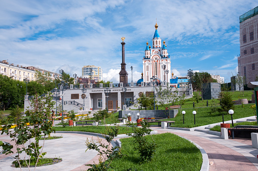 Russia, Khabarovsk, July 22: Square of military glory