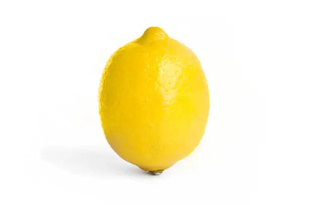 Lemon isolated on white background. Upright lemon